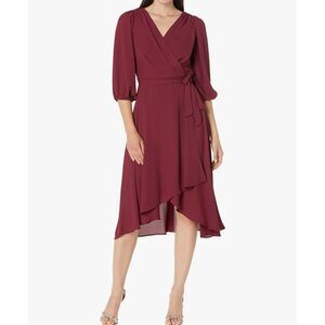 DKNY Women's Balloon Half Sleeve Faux Wrap Midi Dress.  Size 12
